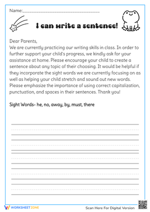 Writing Practice for Kids: Make a Sentence 