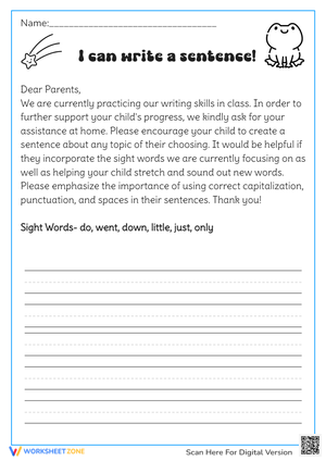Sentence Writing Worksheet