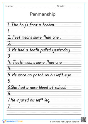 Penmanship Practice Worksheet