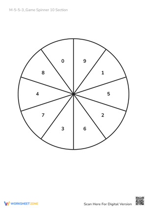 Printable Number Spinner (0-9) - Math Game for Pre-K & Grade 1