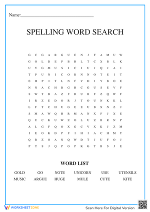 Spelling Words Word Search