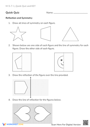 Symmetry & Reflection Math: Draw Lines, Complete Shapes, Grades 4-6