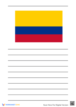 Colombia Flag Writing Paper - Country Report Worksheet for Kids