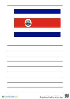 Costa Rica Flag Blank Handwriting Activity
