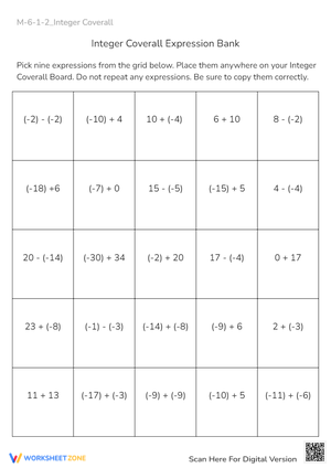 Integer Coverall: Add & Subtract Positive/Negative Numbers!