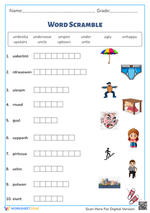 Word Search - Letter U