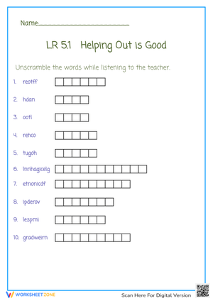 LR5.1 Helping Out is Good Unscramble