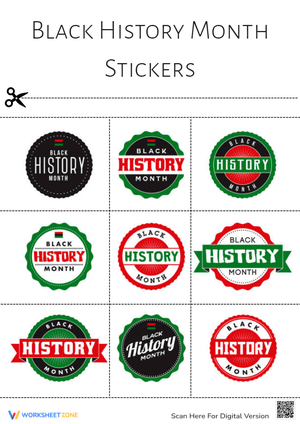 Black History Month Stickers - Printable Activity for Grades K-6