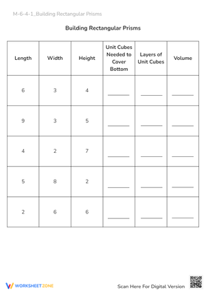 Rectangular Prism Volume Practice - Math Worksheet Grades 4-6