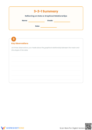 Printable 3-2-1 Data Summary Worksheet | Grade 6 Math