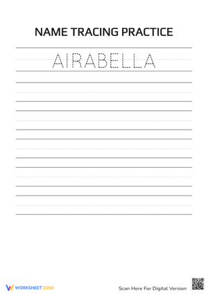 Handwriting with Name Tracing for 'AIRABELLA'
