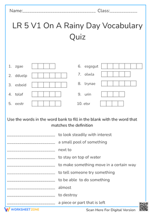 leveled R on a rainy day quiz