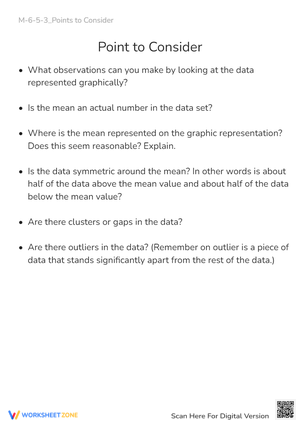 Data Analysis Worksheet: Mean, Outliers, & Graph Observations