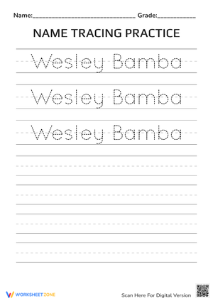 Name Tracing Worksheet | Kindergarten Printable