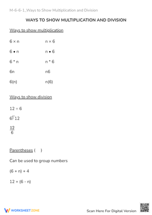 Multiplication & Division Notation Practice - Grades 5-7 Math