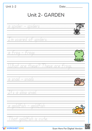Garden Animals Writing Practice