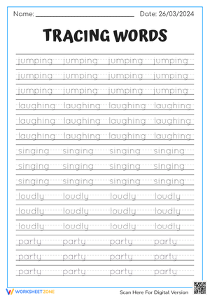 Practice Handwriting With Fun Word Tracing Worksheet