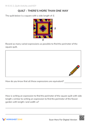 Quilt Perimeter: Algebraic Expressions Activity - Grades 6-7
