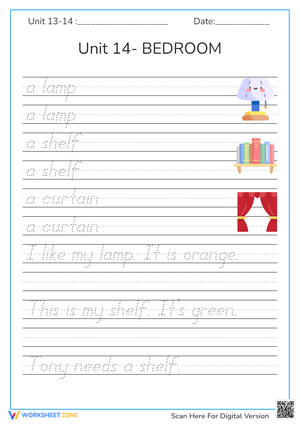 Cursive Writing: Bedroom Words