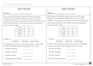 Experimental Probability Exit Ticket Worksheet