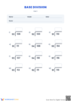 Printable Base Division Worksheet | Grade 5 Math
