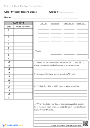 Color Mystery Probability Record Sheet