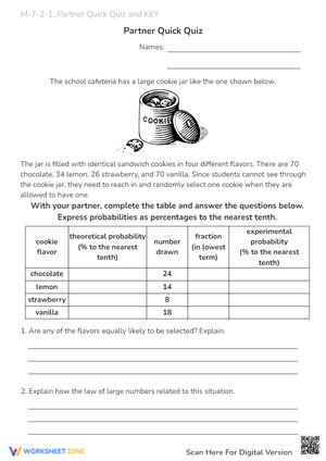 Cookie Jar Probability Partner Quiz