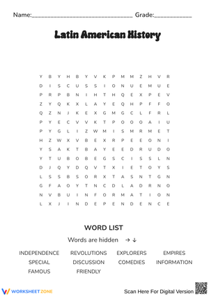 Latin American History Word Search