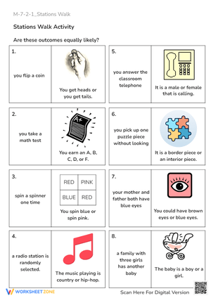 Equally Likely Outcomes Stations Activity