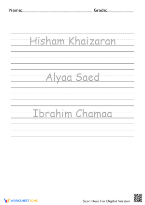 Name Tracing Practice with Cursive Style 