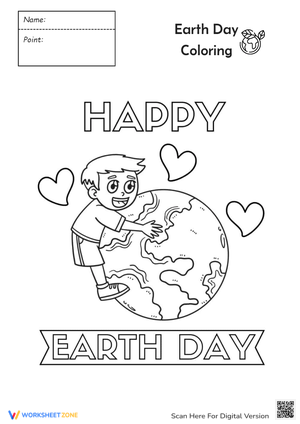 Earth Day Coloring Pages - Boy Hugging Planet