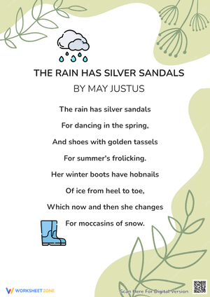 The Rain Has Silver Sandals' Poem - Seasons & Imagery Worksheet