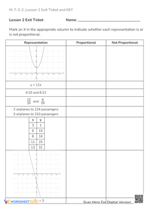 Proportional Relationships Exit Ticket - Math Worksheet & Key