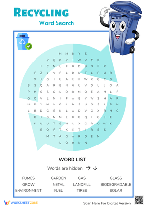 Recycling Vocabulary Word Search