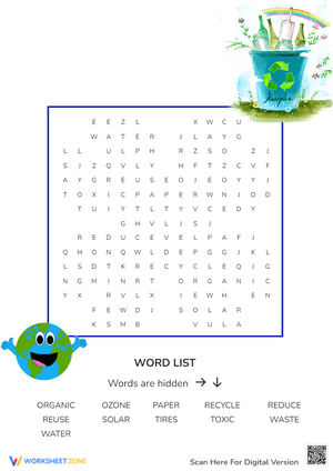 Recycling Word Search Puzzle - Environmental Vocabulary Fun
