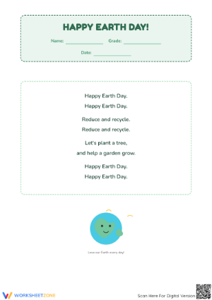 Grade 2 Earth Day Poem — Printable No-Prep Worksheet