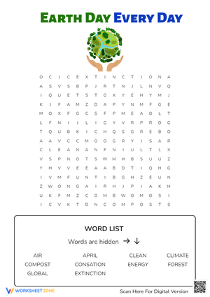 Earth Day Every Day: Engaging Word Search