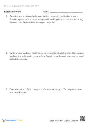Proportional Relationships: Graphing & Word Problems Worksheet