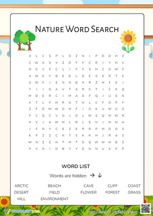 Nature Word Search Puzzle - Find Hidden Words! (Grades 2-4)