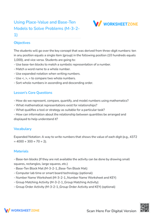 Using Place-Value and Base-Ten Models to Solve Problems (M-3-2-1)