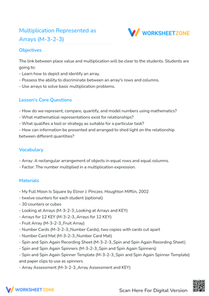 Multiplication with Arrays Worksheet