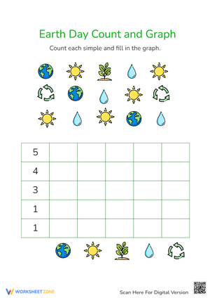 Earth Day Counting and Graphing Worksheet for Kids