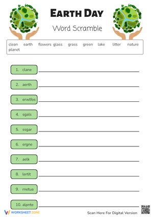 Earth Day Word Scramble - Unscramble Nature Words! Grades 2-4