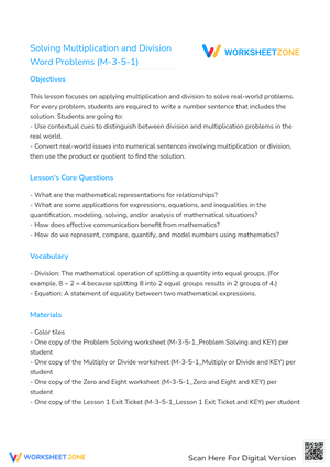 Solving Multiplication and Division Word Problems (M-3-5-1)
