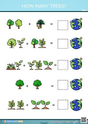 Counting Trees Worksheet for Kids