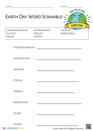 Earth Day Word Scramble 