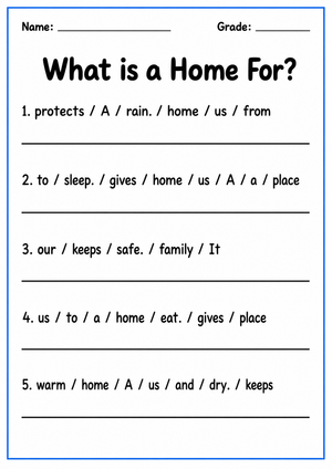 Sentence Scramble Worksheet | Grade 1 Printable