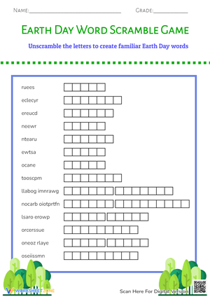 Earth Day Word Scramble: Unscramble Eco-Words! (Grades 2-5)