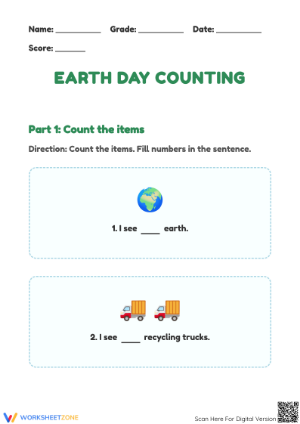 Earth Day Math Counting Activities for Preschool