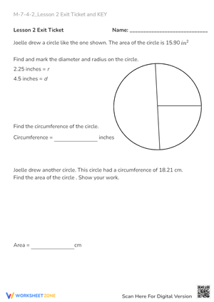Circles: Area, Circumference, Radius & Diameter - Math Worksheet